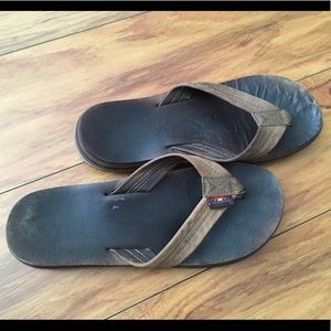 Rainbow Leather Flip Flops